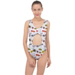 Pattern Seamless Texture Cartoon Center Cut Out Swimsuit