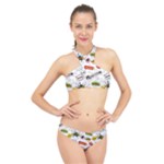 Pattern Seamless Texture Cartoon High Neck Bikini Set