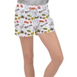 Pattern Seamless Texture Cartoon Women s Velour Lounge Shorts