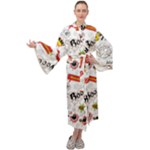 Pattern Seamless Texture Cartoon Maxi Velvet Kimono