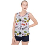 Pattern Seamless Texture Cartoon Bubble Hem Chiffon Tank Top