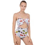 Pattern Seamless Texture Cartoon Scallop Top Cut Out Swimsuit