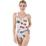 Pattern Seamless Texture Cartoon High Leg Strappy Swimsuit