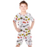 Pattern Seamless Texture Cartoon Kids  T-Shirt and Shorts Set