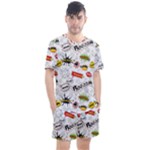 Pattern Seamless Texture Cartoon Men s Mesh T-Shirt and Shorts Set