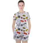 Pattern Seamless Texture Cartoon Women s T-Shirt and Shorts Set