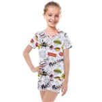 Pattern Seamless Texture Cartoon Kids  Mesh T-Shirt and Shorts Set