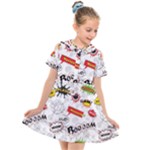 Pattern Seamless Texture Cartoon Kids  Short Sleeve Shirt Dress