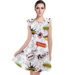 Pattern Seamless Texture Cartoon Tie Up Tunic Dress