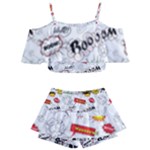 Pattern Seamless Texture Cartoon Kids  Off Shoulder Skirt Bikini