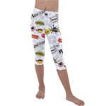 Pattern Seamless Texture Cartoon Kids  Lightweight Velour Capri Leggings 