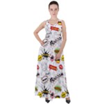 Pattern Seamless Texture Cartoon Empire Waist Velour Maxi Dress