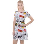 Pattern Seamless Texture Cartoon Cap Sleeve Velour Dress 