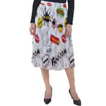 Pattern Seamless Texture Cartoon Classic Velour Midi Skirt 