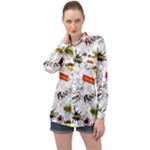 Pattern Seamless Texture Cartoon Long Sleeve Satin Shirt