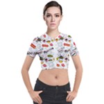 Pattern Seamless Texture Cartoon Short Sleeve Cropped Jacket