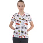 Pattern Seamless Texture Cartoon Short Sleeve Zip Up Jacket