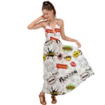 Pattern Seamless Texture Cartoon Backless Maxi Beach Dress