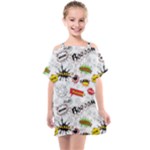 Pattern Seamless Texture Cartoon Kids  One Piece Chiffon Dress