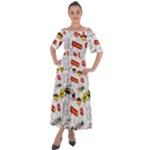 Pattern Seamless Texture Cartoon Shoulder Straps Boho Maxi Dress 