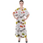 Pattern Seamless Texture Cartoon V-Neck Boho Style Maxi Dress