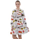 Pattern Seamless Texture Cartoon All Frills Chiffon Dress