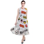 Pattern Seamless Texture Cartoon Round Neck Boho Dress