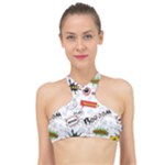 Pattern Seamless Texture Cartoon High Neck Bikini Top