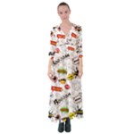 Pattern Seamless Texture Cartoon Button Up Maxi Dress