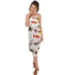 Pattern Seamless Texture Cartoon Waist Tie Cover Up Chiffon Dress