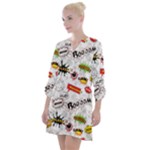 Pattern Seamless Texture Cartoon Open Neck Shift Dress