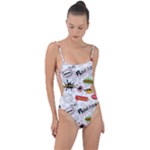 Pattern Seamless Texture Cartoon Tie Strap One Piece Swimsuit