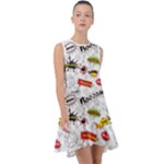 Pattern Seamless Texture Cartoon Frill Swing Dress