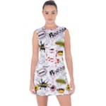 Pattern Seamless Texture Cartoon Lace Up Front Bodycon Dress