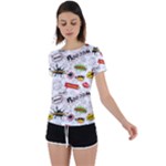 Pattern Seamless Texture Cartoon Back Circle Cutout Sports T-Shirt