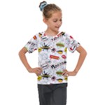 Pattern Seamless Texture Cartoon Kids  Mesh Piece T-Shirt