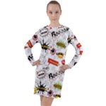 Pattern Seamless Texture Cartoon Long Sleeve Hoodie Dress