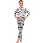 Pattern Seamless Texture Cartoon Kids  Satin Long Sleeve Pajamas Set