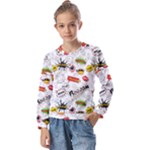 Pattern Seamless Texture Cartoon Kids  Long Sleeve T-Shirt with Frill 