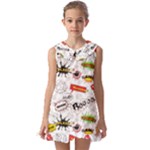 Pattern Seamless Texture Cartoon Kids  Pilgrim Collar Ruffle Hem Dress