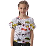 Pattern Seamless Texture Cartoon Kids  Cut Out Flutter Sleeves