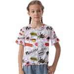 Pattern Seamless Texture Cartoon Kids  Cuff Sleeve Scrunch Bottom T-Shirt