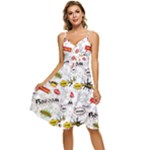 Pattern Seamless Texture Cartoon Sleeveless Tie Front Chiffon Dress