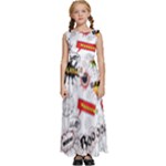 Pattern Seamless Texture Cartoon Kids  Satin Sleeveless Maxi Dress