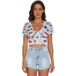 Pattern Seamless Texture Cartoon V-Neck Crop Top