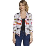 Pattern Seamless Texture Cartoon Women s Casual 3/4 Sleeve Spring Jacket