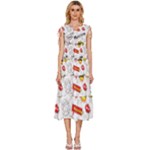 Pattern Seamless Texture Cartoon V-Neck Drawstring Shoulder Sleeveless Maxi Dress