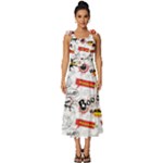 Pattern Seamless Texture Cartoon Tie-Strap Tiered Midi Chiffon Dress