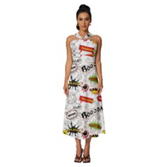 Sleeveless Cross Front Cocktail Midi Chiffon Dress 