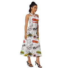 Sleeveless Cross Front Cocktail Midi Chiffon Dress 